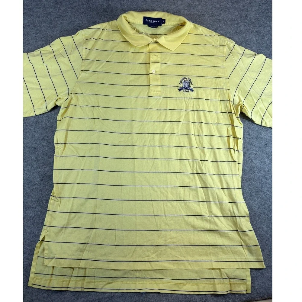 VTG US Open 2003 Polo Golf Ralph Lauren Shirt Mens Large Yellow Pima Cotton